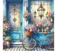 Puzzle 500 pezzi per Adulti,puzzles Giochi Educativi per adulti,Giocattoli Sfida Giochi Impegnativi,Fiori da veranda Bicicletta Regali puzzle arte