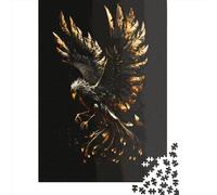 Puzzle 500 pezzi Phoenix Black Gold Square Puzzle per adulti e puzzle in legno Decorazione per la casa Puzzle Giocattoli 500 pezzi (52x38 cm)
