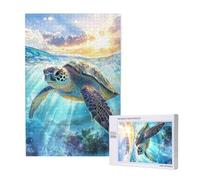 Puzzle 500 Pezzi Tartarughe Marine Puzzle Tramonto Grandi Dimensioni per Adulti Scatola di Imballaggio e Immagini di Riferimento,Giochi Rilassamento e Intelligence,Come Regalo per Amici M-1797