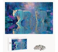 Puzzle 500 Pezzi - Tigre & Lago - Puzzle in Legno Durevole con Lettere sul Retro - 52 x 38 cm - Hobby Creativo Senza Polvere - Articolo per Collezionisti e 14 Anni in Su P3#346