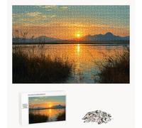 Puzzle 500 Pezzi - Tramonto & Lago - Puzzle in Legno Durevole con Lettere sul Retro - 52 x 38 cm - Hobby Creativo Senza Polvere - Articolo per Collezionisti e 14 Anni in Su P3#576