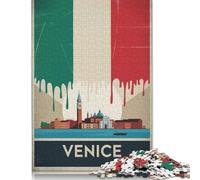 Puzzle 500 pezzi Venezia Poster vintage Puzzle per adulti Puzzle di difficoltà Puzzle giocattolo educativo Giochi per la famiglia Decorazione 500 pezzi (52x38 cm)