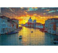 Puzzle 500 Pezzi, Venezia Puzzle 500 Pezzi per Adulti, Giochi di Puzzles Barca Legno per Tutta la Famiglia, DIY Puzzles per Quadri Moderni Soggiorno Regalo Donna Uomo Festival 40x55 CM RXPT-7421