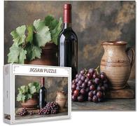 Puzzle 500 Pezzi vino DIY Puzzle Grandi Adulti Difficili Impossibili Legno Arte Jigsaw Sviluppa La Coordinazione Occhio-Mano Con Poster Incluso, Compact Box Idea Regalo Uomo e Donna 52x38cm G-1