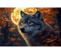 Puzzle 500 Pezzi Wolf Puzzle 500 Pezzi Legno per Adulti Luna, Splendidamente Confezionato in Una Scatola di Cartone, Trasportabile in Una Borsa a Rete per Decorazioni Parete Regalo 55 x 40cm RXPT-8936