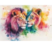 Puzzle 500 Pieces Leone colorato Puzzle Impossibili Arte Giocattolo Intellettuale Adatto per Adulti O Bambini Sopra I 14 Anni, Calma La Tua Mente Riduce Lo Stress Di Lavoro Idea Regalo Uomo/Donna J-1
