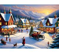 Puzzle 5000 Pezzi Arte Città accogliente, 156x105cm Fai Da Te Puzzle Impossibili 5000 Pezzi per Adulti, Alta Qualità di Stampa, Poster Incluso, Sfida Creativa Regalo per Amore e Amico Inverno