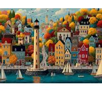 Puzzle 5000 Pezzi Case a Città Imbarcazioni, puzzle Per Adulti 5000 pezzi, Rompicapo Stimolante, Giochi di puzzles per Tutta La Famiglia, Regalo per Amore e Amico 156x105cm