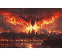 Puzzle 5000 Pezzi Drago Puzzle 5000 Pezzi Legno per Adulti Città, Splendidamente Confezionato in Una Scatola di Cartone, Trasportabile in Una Borsa a Rete per Decorazioni Parete 160 x 105cm RXPT-6350