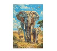 Puzzle 5000 Pezzi Elefante Puzzle Giraffa Adulti Arte Grandi Dimensioni Jigsaw di Legno con una Scatola e Poster, Impossibili Jigsaw Gioco Familiare for Adulti, Home Decor Regalo Donna 105x156cm D-866