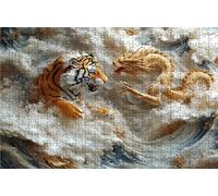 Puzzle 5000 Pezzi, Lotta Tra Drago E Tigre Puzzle 5000 Pezzi per Adulti, Giochi di Puzzles Tigre Legno per Tutta la Famiglia, DIY Puzzles per Quadri Moderni Soggiorno Regalo Donna 160x105 CM RXPT-7921