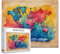 Puzzle 5000 Pezzi Mappa del mondo Impossibili Puzzle Gigante Adulti Difficili Wooden Jigsaw Arte, Possono Stimolare Pensiero Delle Persone Con Poster Incluso Regalo per Uomini/Donne 105.5X156.5cm V-0