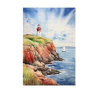Puzzle 5000 Pezzi Oceano Puzzle Faro Adulti Arte Grandi Dimensioni Jigsaw di Legno con una Scatola e Poster, Impossibili Jigsaw Gioco Familiare for Adulti Principiante, Home Decor 105x156cm D-1618