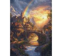 Puzzle 5000 Pezzi Piccola città & Arcobaleno Puzzle in Legno 1T#2201 | Puzzle in Legno, Tagliati con Precisione, Inchiostro dai Colori Vivaci, Hobby Statico, Decorazione per Casa, 105x181cm