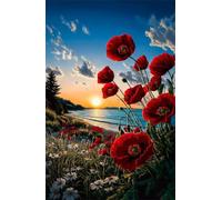 Puzzle 5000 Pezzi, Puzzle per Adulti Tramonto Papaveri 156x105 cm, Impossibile Difficile Puzzles Impegnativo Come Regalo e Decorazione per Pareti