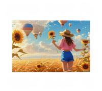 Puzzle 5000 Pezzi Ragazza Puzzle Girasole Adulti Arte Grandi Dimensioni Jigsaw di Legno con una Scatola e Poster, Impossibili Jigsaw Gioco Familiare for Adulti, Home Decor Regalo Donna 105x156cm D-18