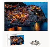 Puzzle 520 Pezzi - Cinque Terre & Vista notturna - Puzzle in Legno Durevole con Lettere sul Retro - 52 x 38 cm - Hobby Creativo Senza Polvere - Articolo per Collezionisti e 14 Anni in Su P3#256
