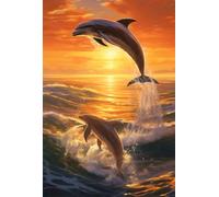 Puzzle 520 Pezzi Delfino Dell'Oceano Tramonto Puzzle Classici, Giochi Rilassamento e Intelligence, Puzzles Impossible, Idea Regalo Uomo e Donna