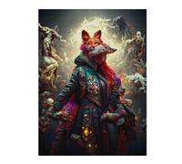 Puzzle 52x38cm/1000pcs Per Adolescenti Fox in Ornate Coat with Spirits Puzzle Per Adulti Gioco Pratico Ma Divertente E Spiritoso Regalo Di Compleanno, Regali, 52x38cm/1000pcs