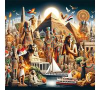 Puzzle 60 Pezzi,Paesaggio di statue della cultura egizia puzzle per adulti Giochi Educativi,Puzzles Artistico Adatto a Tutta la Famiglia(35 x 35 cm)