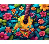 Puzzle 6000 Pezzi Arte per Adulti e Ragazzi, Puzzle Fiore in Legno Adulti, Idea Regalo Jigsaw Chitarra per Gioco Familiare, Lettere sul retro Jigsaw, Decorazione la Casa Regalo 179.5x105.5cm g-221