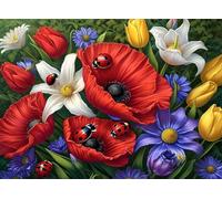 Puzzle 6000 Pezzi Arte per Adulti e Ragazzi, Puzzle Fiore in Legno Adulti, Idea Regalo Uomo e Donna, Jigsaw Coccinella a sette macchie per Gioco Familiare, Lettere sul retro Jigsaw 179.5x105.5cm g-235