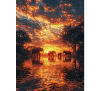 Puzzle 6000 Pezzi, Elefante Sera 3D Puzzle per Adulti Impegnativo, Educa Puzzles Artistico, Divertente E Stimolante Puzzles Decorativo per La Famiglia, Regalo e Decorazione Pareti DX0YL6-899