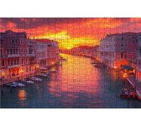 Puzzle 6000 Pezzi, Tramonto Puzzle 6000 Pezzi per Adulti, Giochi di Puzzles Venezia Legno per Tutta la Famiglia, DIY Puzzles per Quadri Moderni Soggiorno Regalo Donna Uomo Festival 105x180CM RXPT-7542