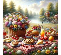 Puzzle 70 pezzi,16x16 cm puzzle per adulti,Un enigma impegnativo,Giochi di puzzles per tutta la famiglia, Regali per donne, Regali per uomini, Tema: Scenario per un picnic primaverile