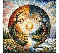 Puzzle 70 pezzi,16x16 cm puzzle per adulti,Un enigma impegnativo,Giochi di puzzles per tutta la famiglia, Regali per donne, Regali per uomini, Tema: Paesaggio con alberi fantastici