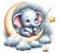 Puzzle 70 Pezzi Cartone Animato Elefante Sulla Luna, Decompressivo Intellettuale Educativo Divertente Gioco Puzzle Difficile Puzzles per Adulti 70 Pezzi 45x45 cm