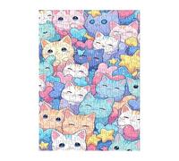 Puzzle 70 Pezzi Cartone Animato Gatto 20x15 cm Puzzles Classici Difficili Impossibili Puzzle Adulti 70 Pezzi per Gioco Familiare Decorazione per la Casa