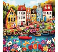 Puzzle 70 Pezzi Città Fiumi Fiori, Decompressivo Intellettuale Educativo Divertente Gioco Puzzle Difficile Puzzles per Adulti 70 Pezzi 45x45 cm