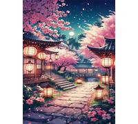 Puzzle 70 pezzi Giochi educativo e Giocattoli sfida Regalo Jigsaw puzzle classici per Adulti,DIY Puzzles Notte nel giardino giapponese,20x15 cm