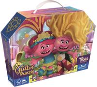 Trefl Junior - Trolls Band Together, Trolls Glitterati - Puzzle Glitter 70 Tessere, Pratica Valigetta con Maniglia, Puzzle Scintillanti per le Piccole Appassionate di Moda
