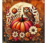 Puzzle 70 Pezzi Gufo Zucca Floreale, Decompressivo Intellettuale Educativo Divertente Gioco Puzzle Difficile Puzzles per Adulti 70 Pezzi 45x45 cm