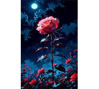 Puzzle 70 Pezzi Rosa Rossa Luna, Puzzle Impossibili Gioco Educativo Sviluppa Pazienza e Destrezza, Lettere sul Retro Facile Montaggio, Regalo per Uomini Donne e Anziani 20 x 15 cm