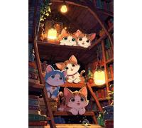 Puzzle 700 Pezzi Libreria Animale Gatto, Giochi Educativi, Intrattenimento Creativo, Divertimento, Puzzle per Adulti 700 Pezzi