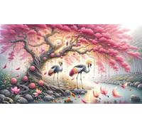 Puzzle 700 Pezzi per Adulti 52 x 38 cm,Uccelli rosa sugli alberi Rompicapo Classico,Impossibile Difficile Sfidanti Puzzles Gioco di Famiglia e Decorazione Murale