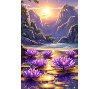 Puzzle 700 Pezzi per Adulti, Alba Loto Viola, Esercitare la Memoria, Migliorare la Concentrazione Lettere sul Retro, Giocattolo Regalo per Uomini Donne e Anziani 52 x 38 cm