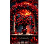 Puzzle 700 Pezzi per Adulti, Fiore Luna Rossa, Esercitare la Memoria, Migliorare la Concentrazione Lettere sul Retro, Giocattolo Regalo per Uomini Donne e Anziani 52 x 38 cm
