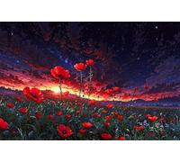 Puzzle 700 Pezzi per Adulti, Fiori Rossi Dell'Alba, Esercitare la Memoria, Migliorare la Concentrazione Lettere sul Retro, Giocattolo Regalo per Uomini Donne e Anziani 52 x 38 cm