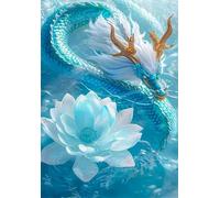 Puzzle 700 Pezzi per Adulti,Puzzles Artistico,Drago Fiore Blu puzzle fai da te Intrattenimento Creativo, puzzles Classico Regali per la casa