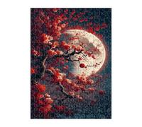 Puzzle 700 Pezzi Rosso Fiore Luna 52x38 cm Puzzles Classici Difficili Impossibili Puzzle Adulti 700 Pezzi per Gioco Familiare Decorazione per la Casa