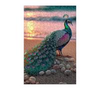 Puzzle 700 Pezzi Spiaggia Pavone Animale 52x38 cm Puzzles Classici Difficili Impossibili Puzzle Adulti 700 Pezzi per Gioco Familiare Decorazione per la Casa
