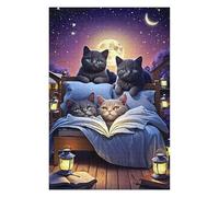 Puzzle 75x50cm/1000pcs Per Adolescenti Cats Reading Under Moonlight Puzzle Per Adulti Puzzle Migliorano La Memoria Sfida Educativa Regali Unici Per Compleanno 75x50cm/1000pcs