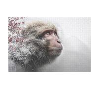Puzzle 75x50cm/1000pcs Per Adolescenti Japanese Macaque Portrait with Floral Overlay Puzzle Per Adolescenti Giochi Divertenti Assemblaggio Di Modelli Aiuta L'esercizio Del Cervello 75x50cm/1000pcs