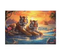 Puzzle 75x50cm/1000pcs Per Adolescenti Tiger Pair by The Water's Edge Puzzle Per Adulti Gioco Pratico Regalo Di Compleanno Regalo Di Compleanno, Regali, 75x50cm/1000pcs
