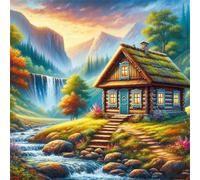 Puzzle 80 Pezzi,Cascata di Cottage Mountain puzzle per adulti Giochi Educativi,Puzzles Artistico Adatto a Tutta la Famiglia(28 x 28 cm)