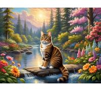Puzzle 80 pezzi per Adulti Gatto del fiume Woods, 25x20cm Puzzle Impossibile e Difficili, Puzzles Decorativo per Soggiorno e Camera, Idea Regalo per Amanti dei Puzzle
